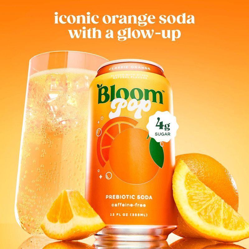 slide 2 of 6, BLOOM NUTRITION Bloom Pop Prebiotic Soda - Classic Orange - 12 fl oz Can, 12 fl oz