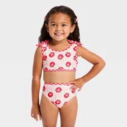 Mattel Toddler Girls' Barbie Cherry Print Bikini with Bows - Light Pink 3T