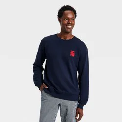 Men's French Terry Graphic Sweatshirt - Goodfellow & Co™ Navy Blue XL