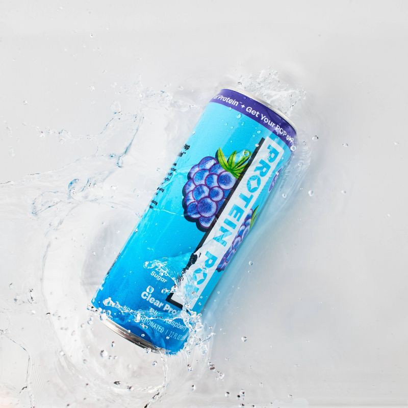 slide 4 of 6, Protein Pop Blue raspberry Clear Protein Drink 12oz, 12 oz