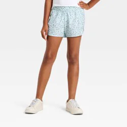 Girls' Leopard Printed Run Shorts - All In Motion™ Mint Green L