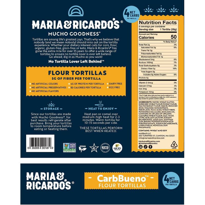 slide 2 of 4, Maria & Ricardo's CarbBueno White Tortillas - 7.9oz, 7.9 oz
