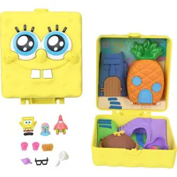 Polly Pocket Micro Dolls and Playset, SpongeBob Partnership Compact with Patrick Doll, 7 Accessories