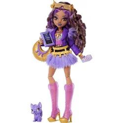 Monster High Clawdeen Wolf Fashion Doll in Furry Skirt with Pet Crescent and 7 Accessories