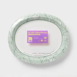 Ultra Disposable Platter Plates - Greenery - 20ct - up&up™: Paper, Oval, Botanical Leaf Pattern