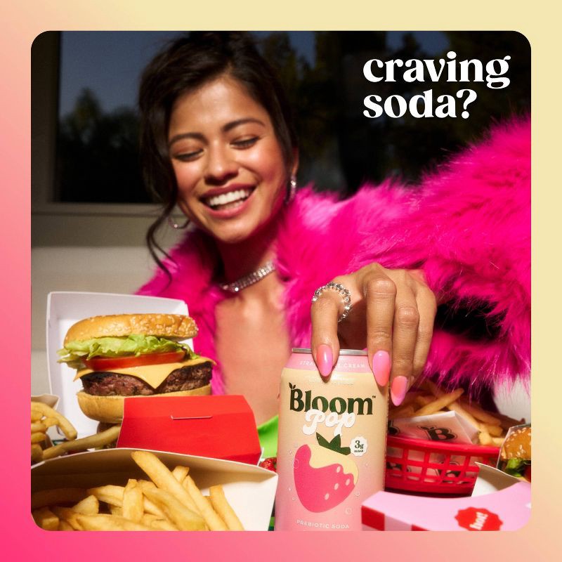 slide 7 of 8, BLOOM NUTRITION Bloom Pop Prebiotic Soda - Strawberry Cream - 12 fl oz Can, 12 fl oz