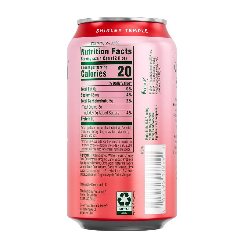slide 8 of 8, BLOOM NUTRITION Bloom Pop Prebiotic Soda - Shirley Temple - 12 fl oz Can, 12 fl oz
