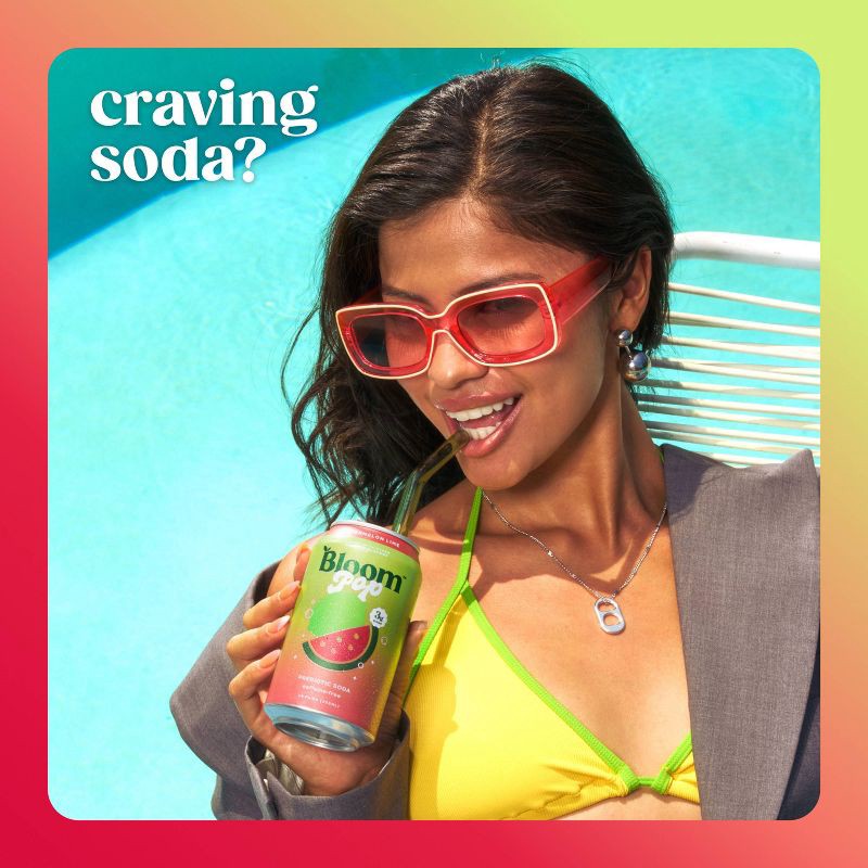 slide 4 of 8, BLOOM NUTRITION Bloom Pop Prebiotic Soda - Watermelon Lime - 12 fl oz Can, 12 fl oz