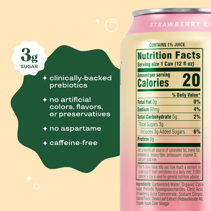 slide 4 of 7, BLOOM NUTRITION Bloom Pop Prebiotic Soda - Strawberry Cream - 4pk/12 fl oz Cans, 4 ct; 12 fl oz