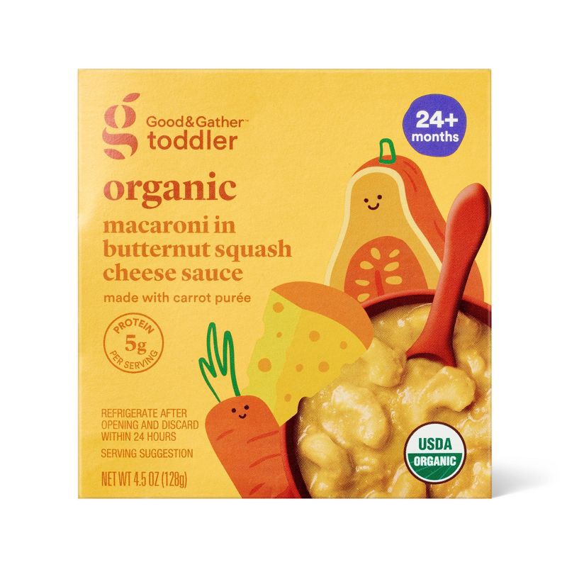 slide 1 of 6, Organic Macaroni in Butternut Squash Cheese Sauce - 4.5oz - Good & Gather™, 4.5 oz