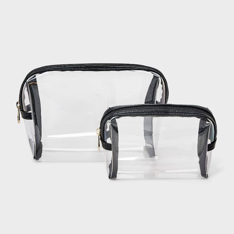 slide 1 of 4, Cosmetic Pouch 2pc Set - Universal Thread™ Clear, 2 ct