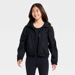 Girls' Piped Windbreaker Jacket - All In Motion™ Black XS