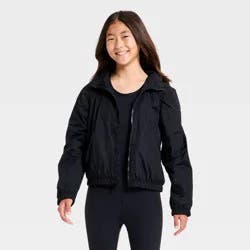 Girls' Piped Windbreaker Jacket - All In Motion™ Black L