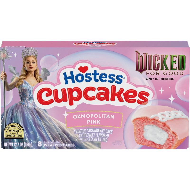 slide 1 of 7, Hostess Wicked For Good Strawberry Artificially Flavored Snack Cupcakes with Ozmopolitan Pink Frosting - 12.7oz/8ct, 8 ct; 12.7 oz