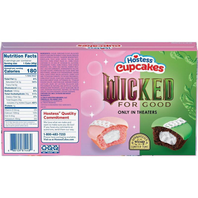 slide 7 of 7, Hostess Wicked For Good Strawberry Artificially Flavored Snack Cupcakes with Ozmopolitan Pink Frosting - 12.7oz/8ct, 8 ct; 12.7 oz
