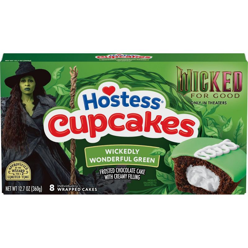 slide 1 of 7, Hostess Wicked For Good Chocolate Snack Cupcakes with Wickedly Wonderful Green Frosting - 12.7oz/8ct, 8 ct; 12.7 oz
