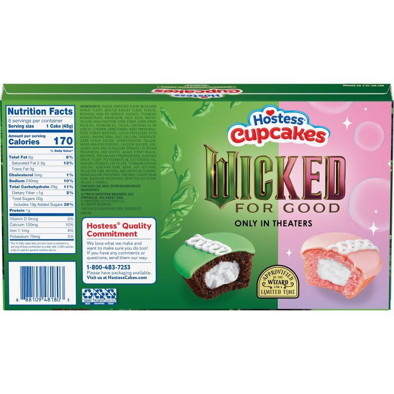 slide 7 of 7, Hostess Wicked For Good Chocolate Snack Cupcakes with Wickedly Wonderful Green Frosting - 12.7oz/8ct, 8 ct; 12.7 oz