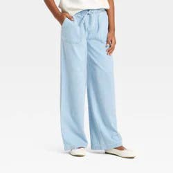 Girls' Wide Leg Chambray Pull-On Pants - Cat & Jack™ Light Wash XS