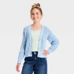 Girls' Button-Down Cardigan Sweater - Cat & Jack™ Dusty Blue M