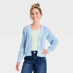 Girls' Button-Down Cardigan Sweater - Cat & Jack™ Dusty Blue M