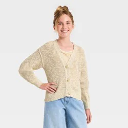 Girls' Button-Down Cardigan Sweater - Cat & Jack™ Khaki S