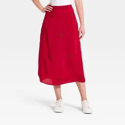 Women's Valentine's Heart Printed Skirt - A New Day™ Red L
