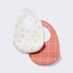 Silicone Bibs - 2pk - Puppies and Checker - Cloud Island™