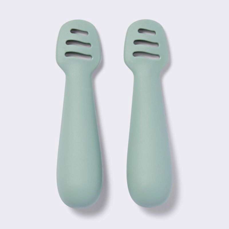 slide 1 of 3, Dipping Spoons - 2pk - Green - Cloud Island™, 2 ct