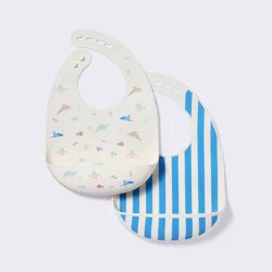 Silicone Bibs - 2pk - Sea Creatures and Stripes - Cloud Island™