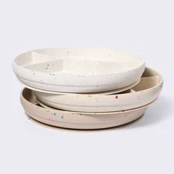 Silicone Suction Divided Plates - 3pk - Confetti - Cloud Island™: Round, Solid Pattern, BPA-Free, Service For 3