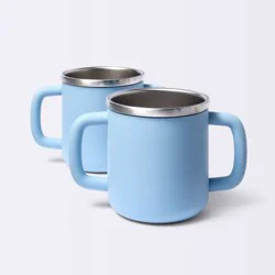 8 fl oz Stainless Steel Open Cups - Blue - 2pk - Cloud Island™