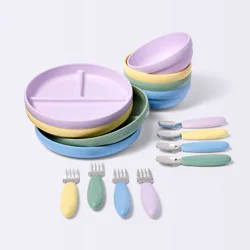 Mealtime Giftset - 16pc - Cloud Island™: Stainless Steel, Solid Pattern, Service For 1