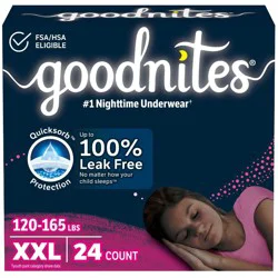 Goodnites Girls' Nighttime Bedwetting Disposable Underwear -Size XXL - 24ct