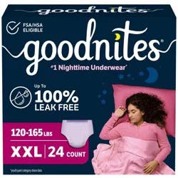Goodnites Girls' Nighttime Bedwetting Disposable Underwear -Size XXL - 24ct