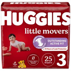 Huggies Little Movers Diapers - Size 3 - 25ct: Diaper Weight Range 16 to 28 lbs, Wood Fluff Pulp