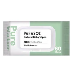 Parasol 99% Pure Water Baby Wipes for Sensitive Skin - 60ct: Latex-Free, Dye-Free, Alcohol-Free