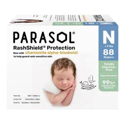 Parasol Chlorine-Free Diapers with RashShield Protection Size NB - 88ct