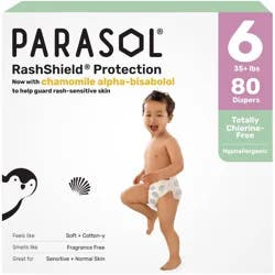 Parasol Chlorine-Free Diapers with RashShield Protection - Size 6 - 80ct