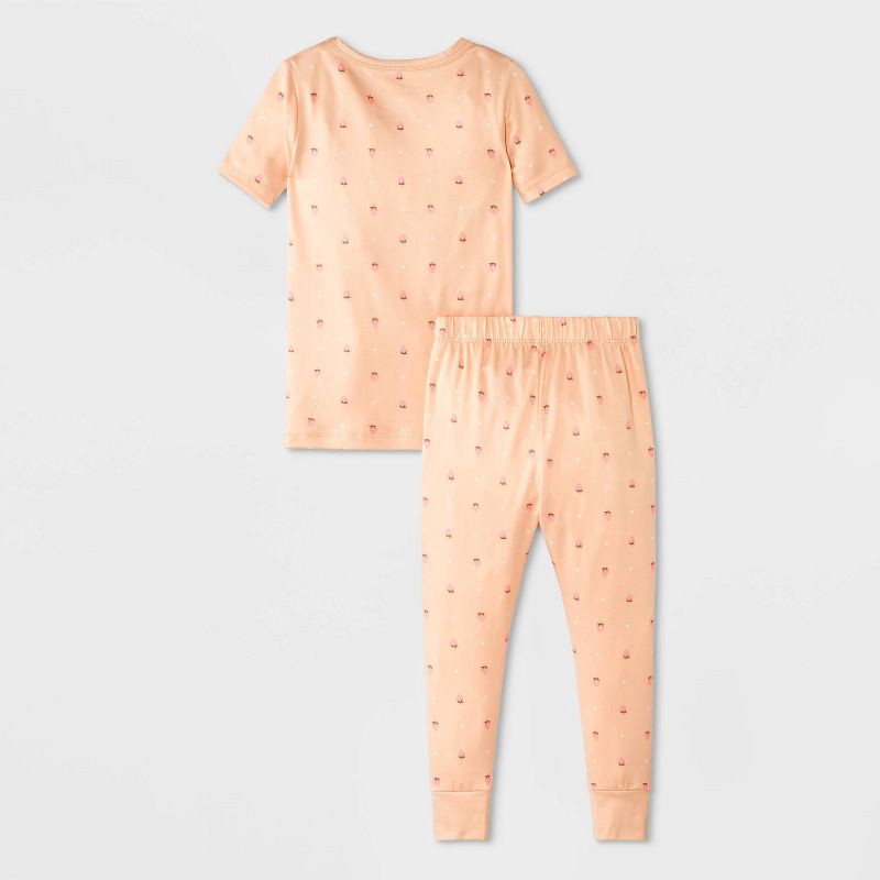 slide 2 of 4, Toddler 2pc Short Sleeve Smooth Jersey Mini Strawberries Snug Fit Pajama Set - Cat & Jack™ Orange 12M, 2 ct