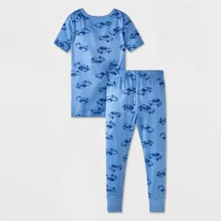 Toddler 2pc Short Sleeve Smooth Jersey Car Snug Fit Pajama Set - Cat & Jack™ Blue 4T