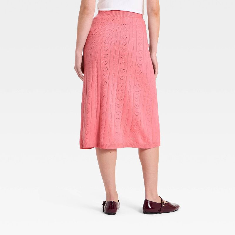 slide 2 of 3, Women's Valentine's Pointelle Heart Sweater Skirt - A New Day™ Pink L, 1 ct