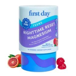 First Day Teens' Nighttime Reset Magnesium Gummies for Relaxed Mind and Body - Royal Red Orange - 50ct