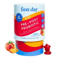 First Day Kids' Pre + Post Probiotic Gummies for Immunity and Gut Health - Golden Peach - 50ct