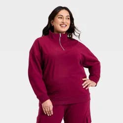 Women's French Terry Pullover Sweatshirt - Ava & Viv™ Burgundy 1X
