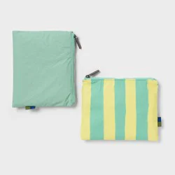 2pk Water Resistant Pouch Packing Bag - Open Story™ - Green/Yellow Stripe