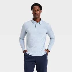 Men's Long Sleeve Soft Stretch Polo Shirt - All In Motion™ Light Blue XL