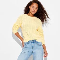 Women's Crewneck Pullover Sweater - Wild Fable™ Yellow L