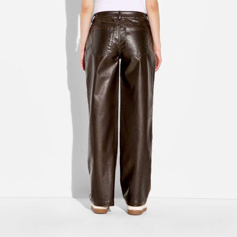 slide 3 of 3, Women's Straight Leg Faux Leather Pants - Wild Fable™ Brown 0, 1 ct