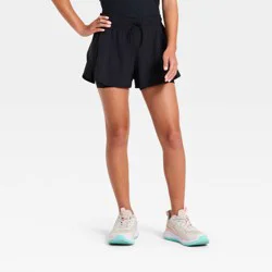 Girls' Mid-Rise 2 in1 Flowy Shorts - All In Motion™ Black L
