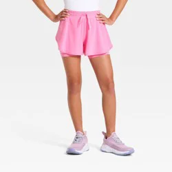 Girls' Mid-Rise 2 in 1 Flowy Shorts - All In Motion™ Pink L